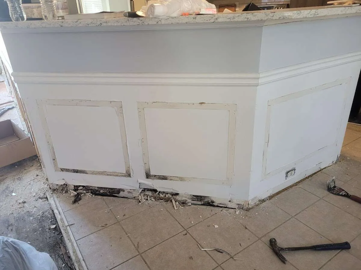 Water damage and mold on kitchen during Storm Damage Restoration in Leesburg